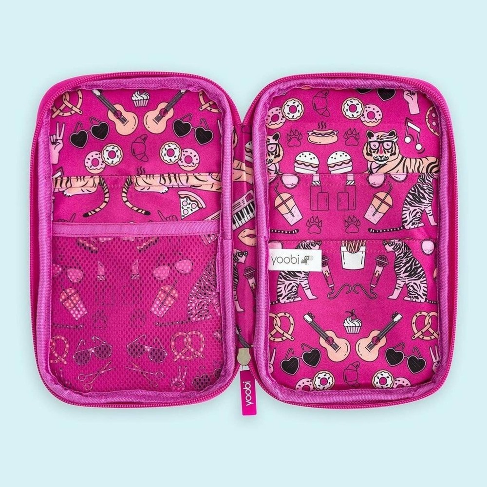 Yoobi Pink Tiger Print Pencil Organizer School Organizer Brand New with Tags!
